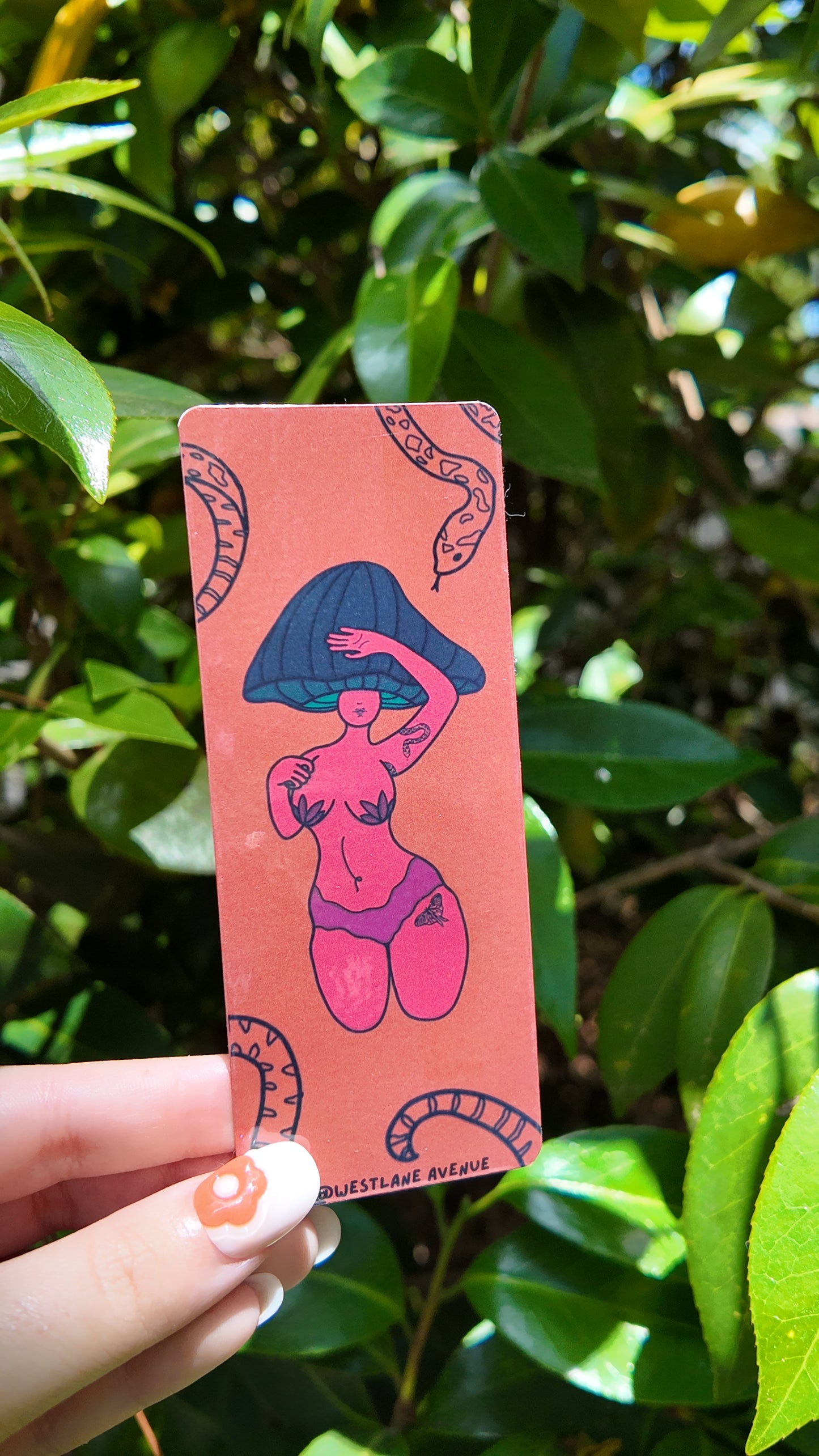 Mushroom Lady TRADITIONAL 2x6in Bookmark | Laminated Cardstock | Hippie | 70s | BookTok | Groovy | 7 Designs! |