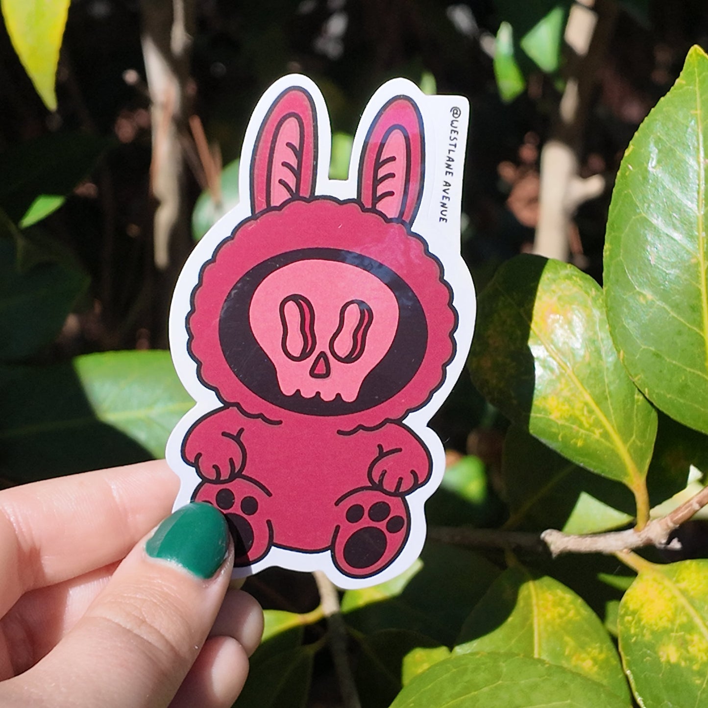 Lafufu Skull Bunny Sticker | Easy Peel | Water Resistant | Water Bottle & Laptop Stickers |