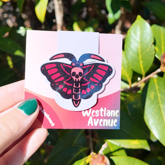 Death Moth Magnetic Bookmark | ROMANTIC GOTH | Laminated Cardstock | Alternative | Goth | BookTok |