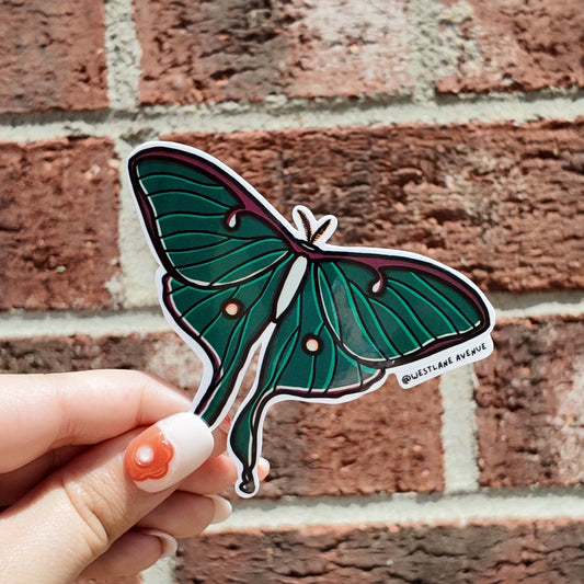 Luna Moth Sticker | Easy Peel | Water Resistant | Water Bottle & Laptop Stickers |
