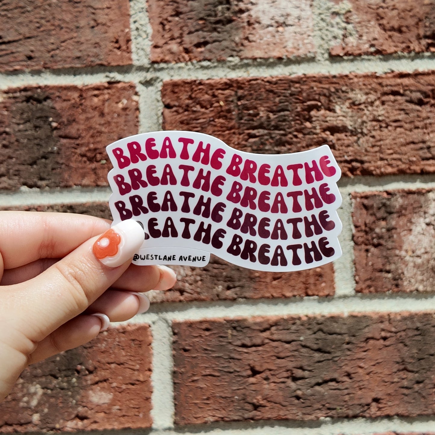 Pink 'Breathe' Sticker | Easy Peel | Water Resistant | Water Bottle & Laptop Stickers |