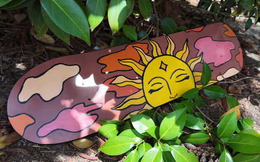 Hippie Sunset Skateboard Deck | Hand Painted | Maplewood Skate Deck | Standard 8 Inch Wide | DECK ONLY | Wall Decor OR Skating Use |