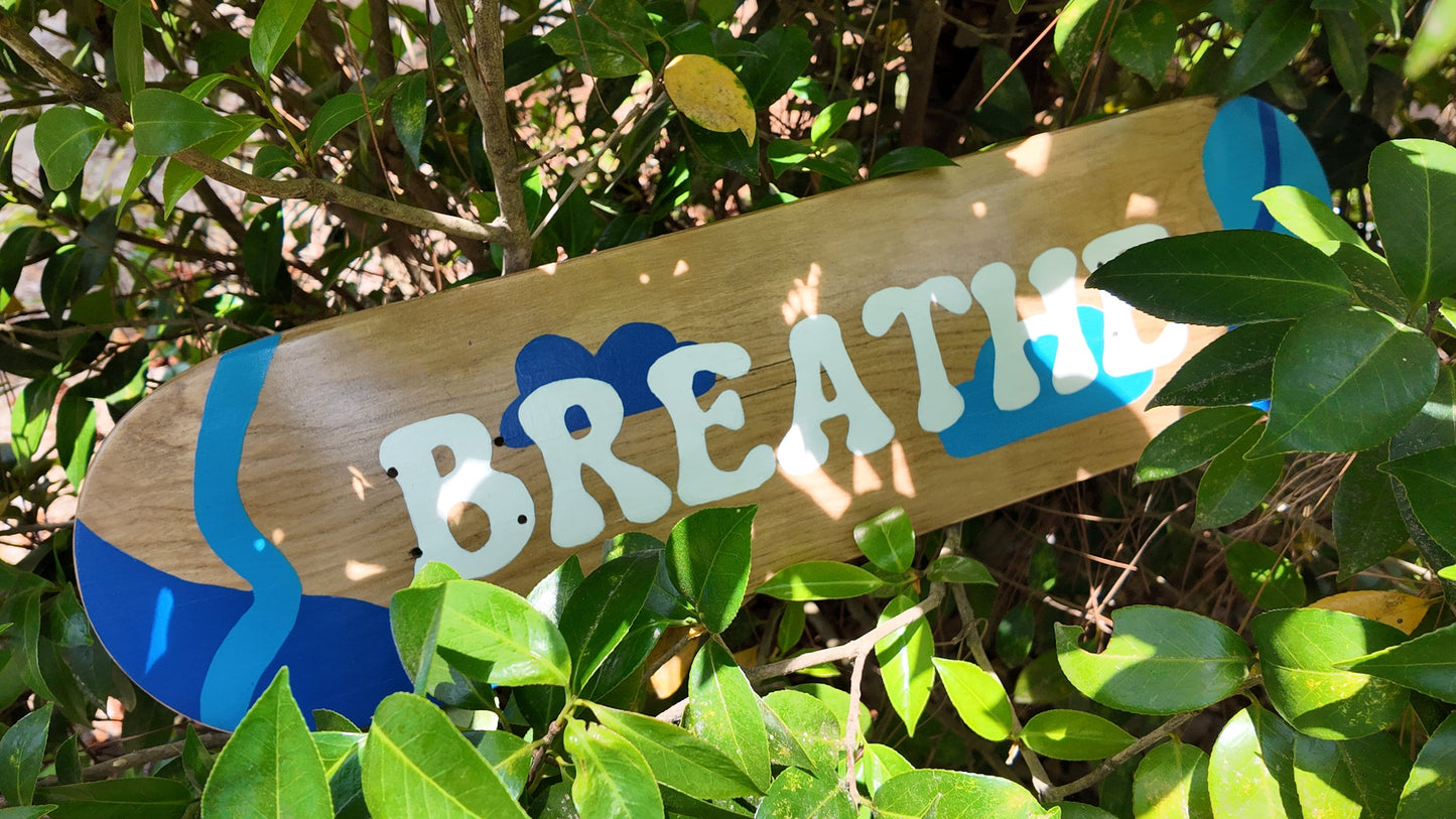 Breathe Wood Grain Painted Skateboard Deck | Maplewood Skate Deck | Standard 8 Inch Wide | DECK ONLY | Wall Decor OR Skating Use |