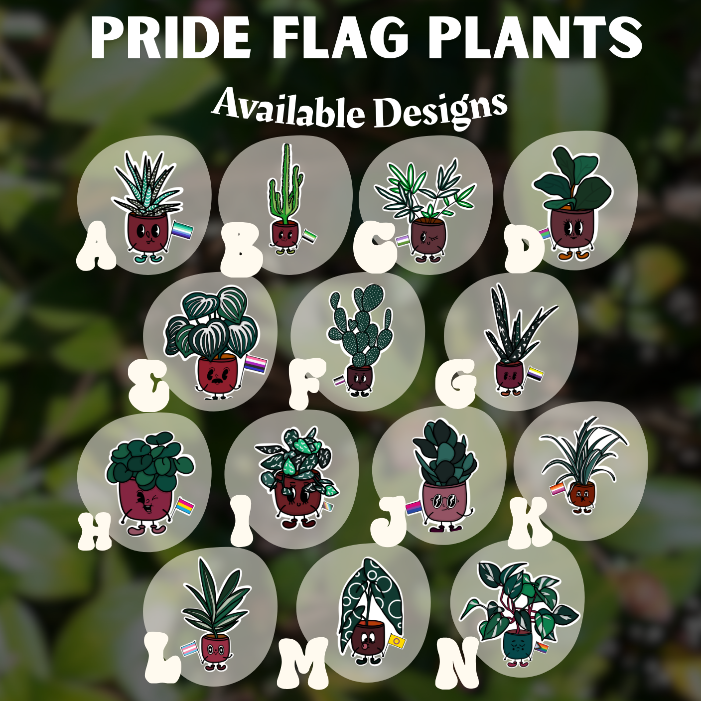 Pride Flag Plants | Easy Peel | 14 PLANT OPTIONS - SELECT CAREFULLY | Water Resistant |
