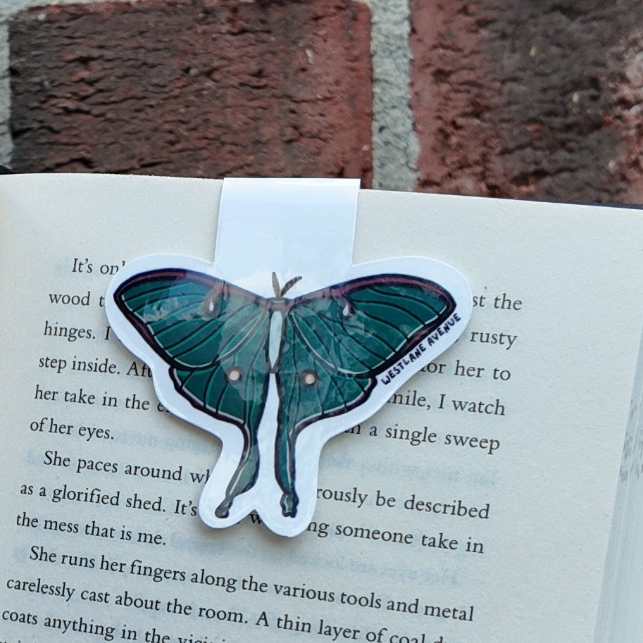 Luna Moth Magnetic Bookmark | Laminated Cardstock | Hippie | 70s | BookTok |