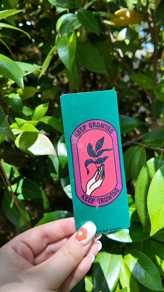 Keep Growing Teal TRADITIONAL 2x6in Bookmark | Laminated Cardstock | Hippie | 70s | BookTok | Groovy | 7 Designs! |
