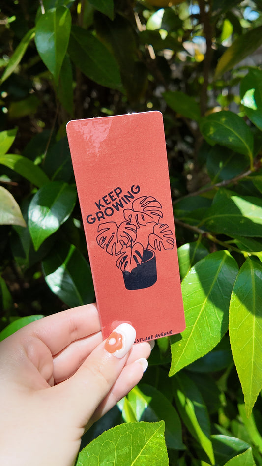 Keep Growing Burnt Orange TRADITIONAL 2x6in Bookmark | Laminated Cardstock | Hippie | 70s | BookTok | Groovy | 7 Designs! |