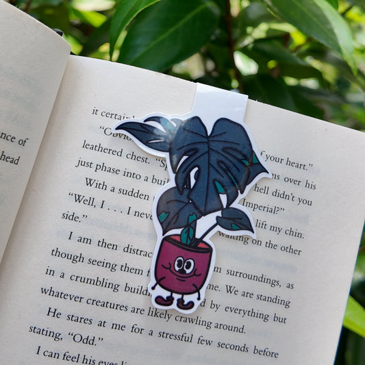 Monstera Plant Character Magnetic Bookmark | Laminated Cardstock | Hippie | 70s | BookTok |
