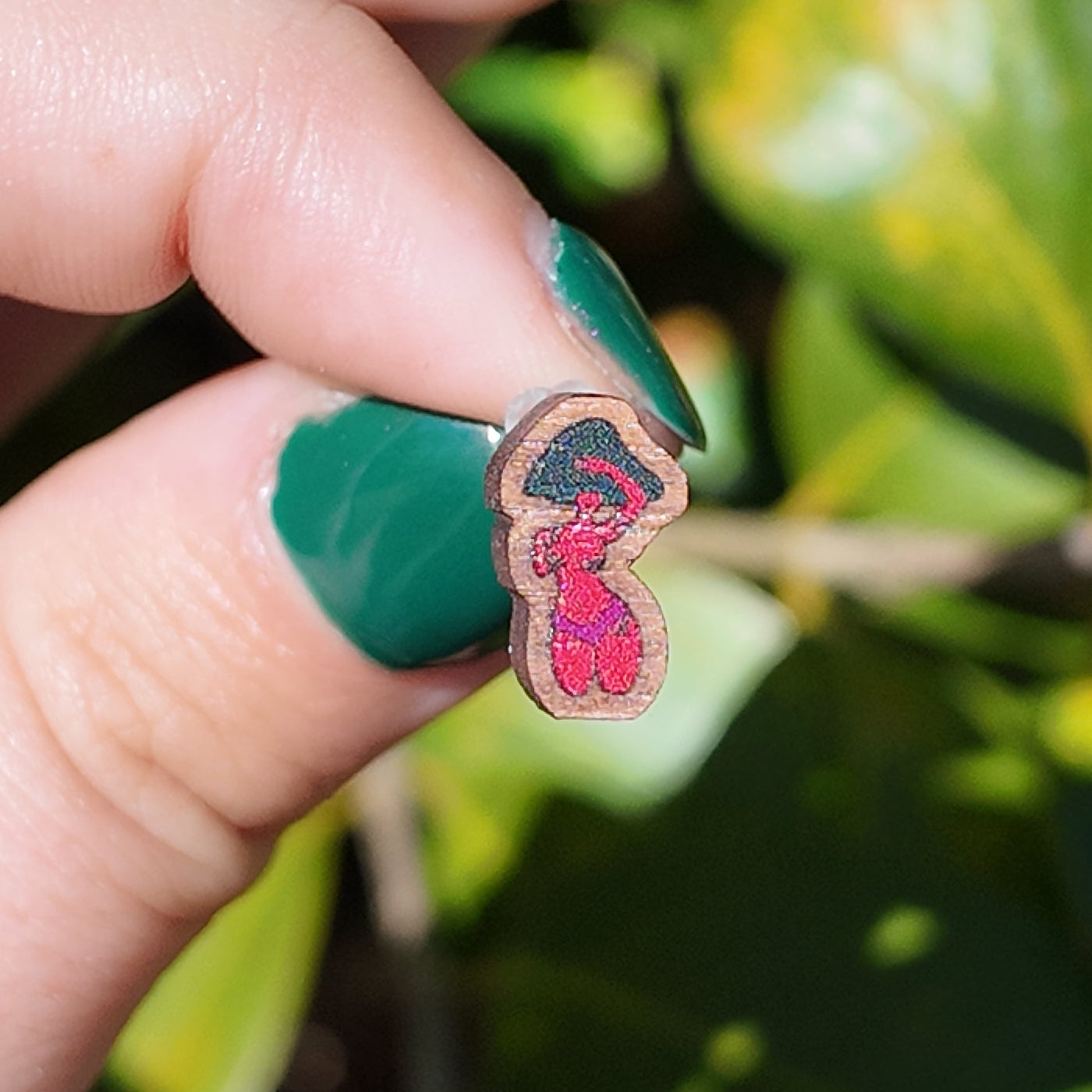 Mushroom Lady Earrings | Nickel Free Titanium Wooden Stud Earrings w/ Rubber Backings | 5 Options!