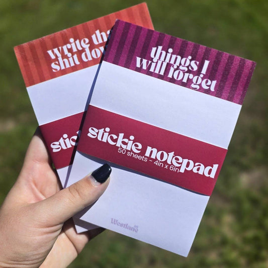 4x6 STICKIE NOTEPAD | TWO COLORWAYS | 50 SHEETS