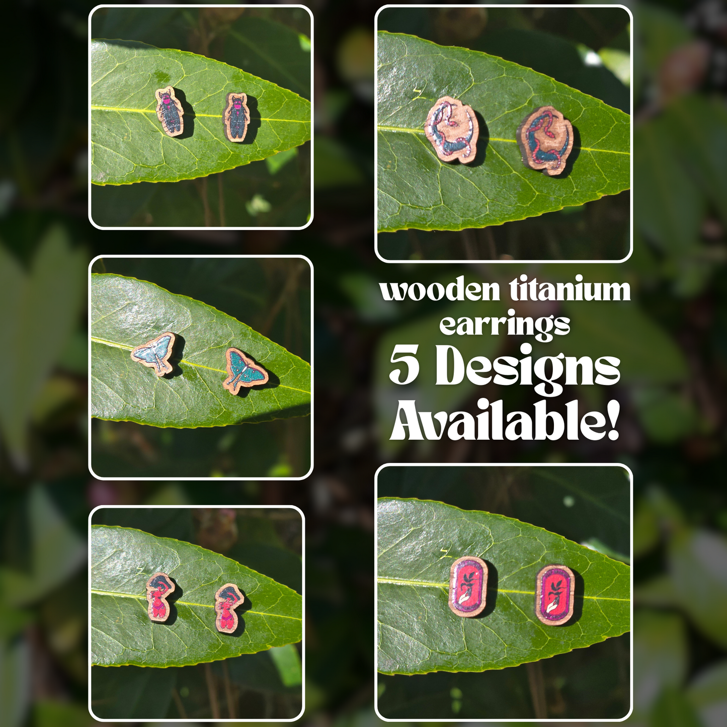 Cicada Earrings | Nickel Free Titanium Wooden Stud Earrings w/ Rubber Backings | 5 Options!
