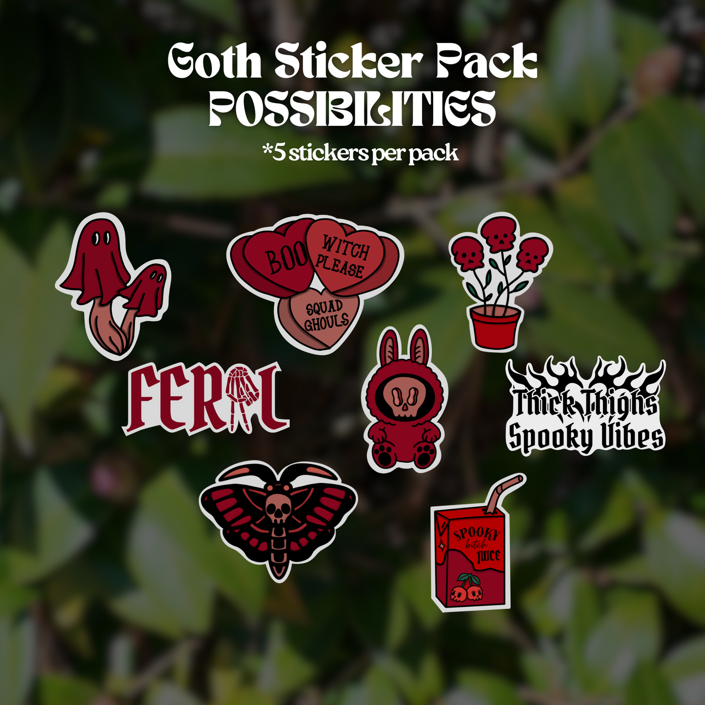 MYSTERY STICKER OR EARRING PAIR | READ DESCRIPTION | Nature Stickers | Goth Stickers | Titanium Earrings