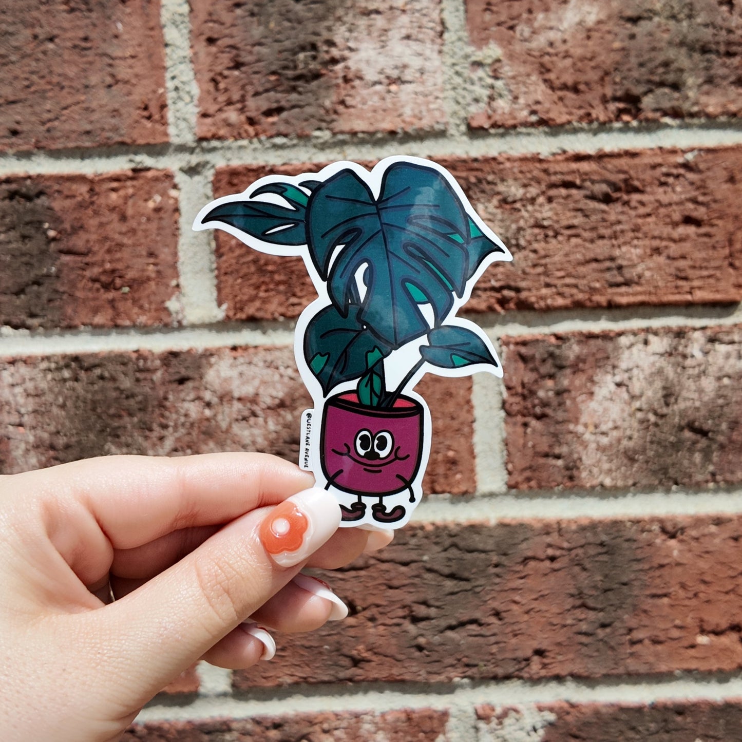 Monstera Plant Character Sticker | Easy Peel | Water Resistant | Water Bottle & Laptop Stickers |