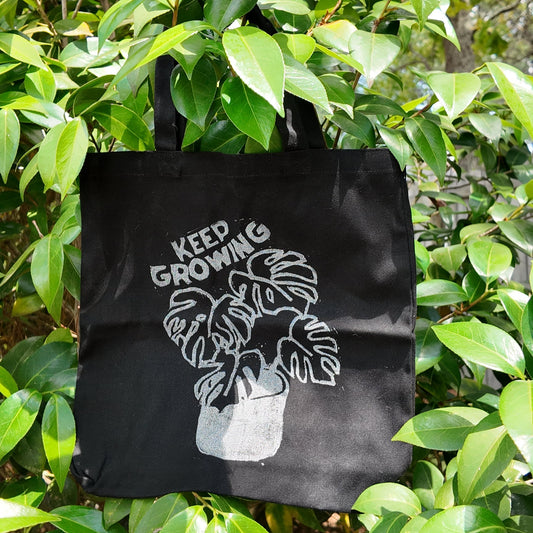 Keep Growing Canvas Tote Book Bag | BookTok | Reusable Shopping Bag | Monstera | Plant Parent |