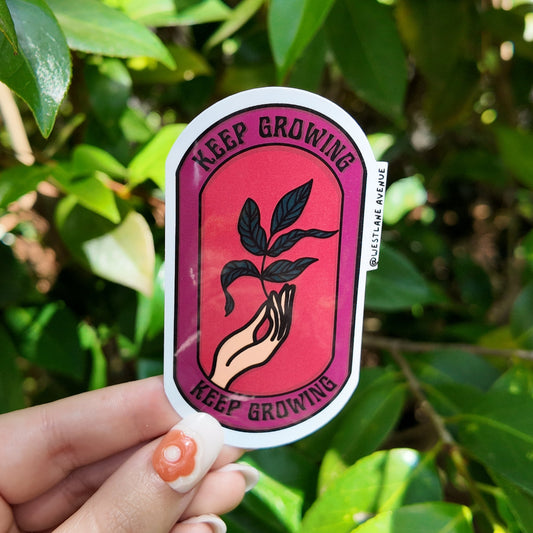 Teal 'Keep Growing' Sticker | Easy Peel | Water Resistant | Water Bottle & Laptop Stickers |