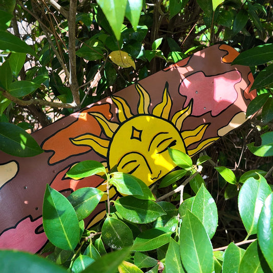 Hippie Sunset Skateboard Deck | Hand Painted | Maplewood Skate Deck | Standard 8 Inch Wide | DECK ONLY | Wall Decor OR Skating Use |