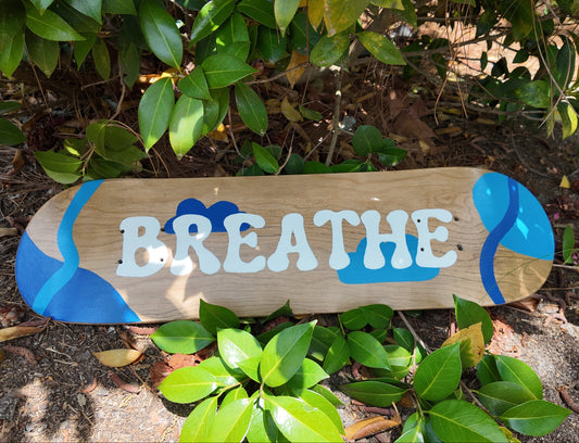 Breathe Wood Grain Painted Skateboard Deck | Maplewood Skate Deck | Standard 8 Inch Wide | DECK ONLY | Wall Decor OR Skating Use |