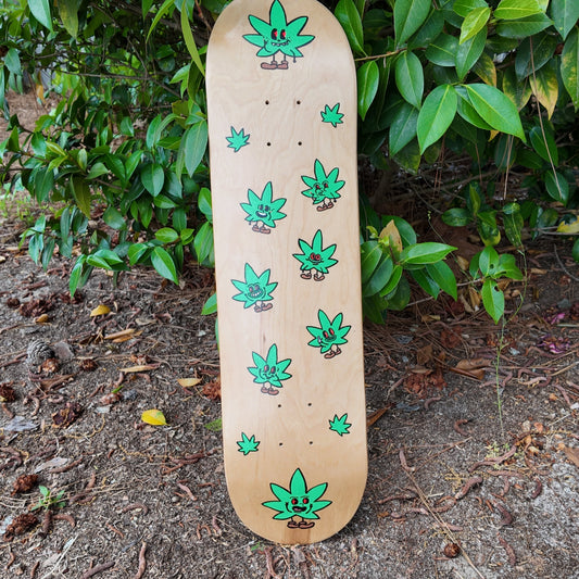 LAST CALL | Weedies Pot Leaf Skateboard Deck | Hand Painted | Maplewood Skate Deck | Standard 8 Inch Wide | DECK ONLY | Wall Decor OR Skating Use |