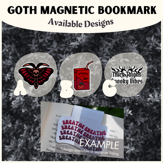 GOTH MAGNETIC Bookmarks | 3 Design Options! | Laminated Cardstock | Alternative | Goth | BookTok |