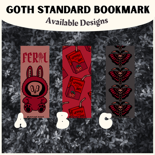 | GOTH TRADITIONAL 2x6in Bookmark | 3 Designs!  | Laminated Cardstock | Alternative | Goth | BookTok |