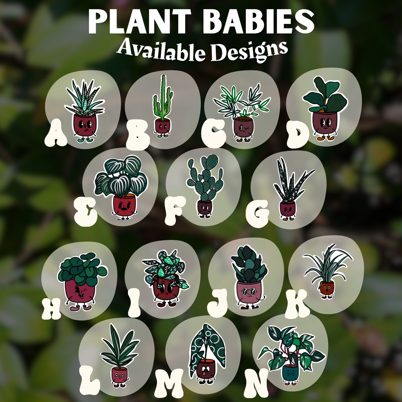 Plant Babies Sticker | Easy Peel | 14 PLANT OPTIONS - SELECT CAREFULLY | Water Resistant |